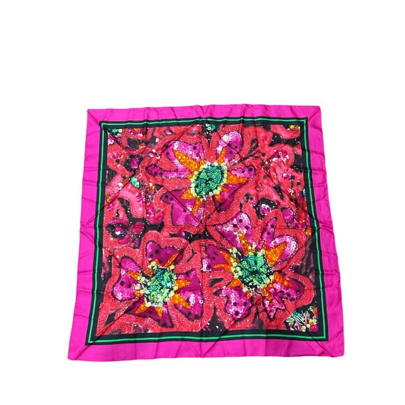 Bob Mackie Wearable Art Silk Floral Scarf One Size Wrap Shawl Lightweight NWB - Picture 1 of 11